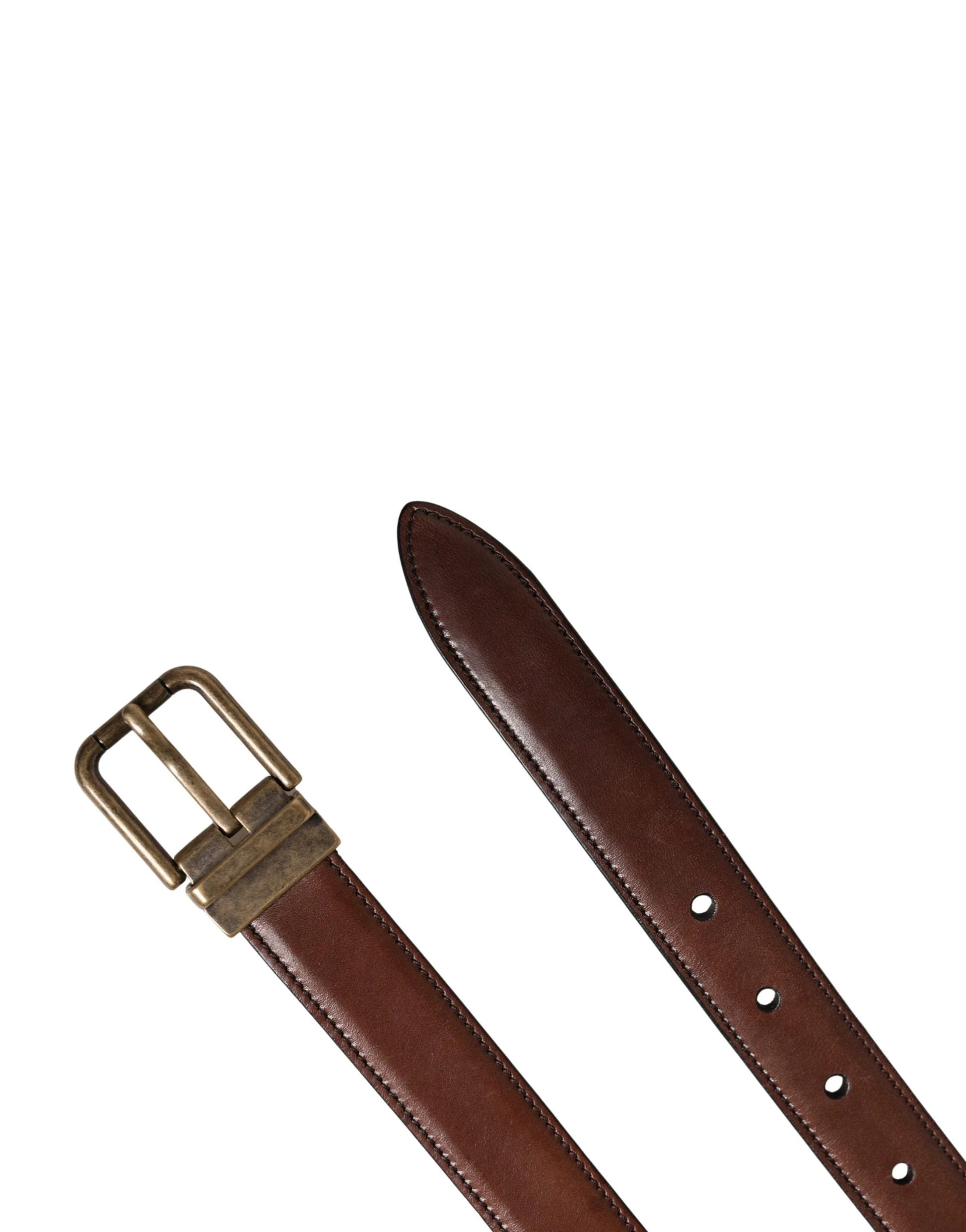 Dolce & Gabbana Men Brown Classic Leather Metal Buckle Belt by Dolce & Gabbana