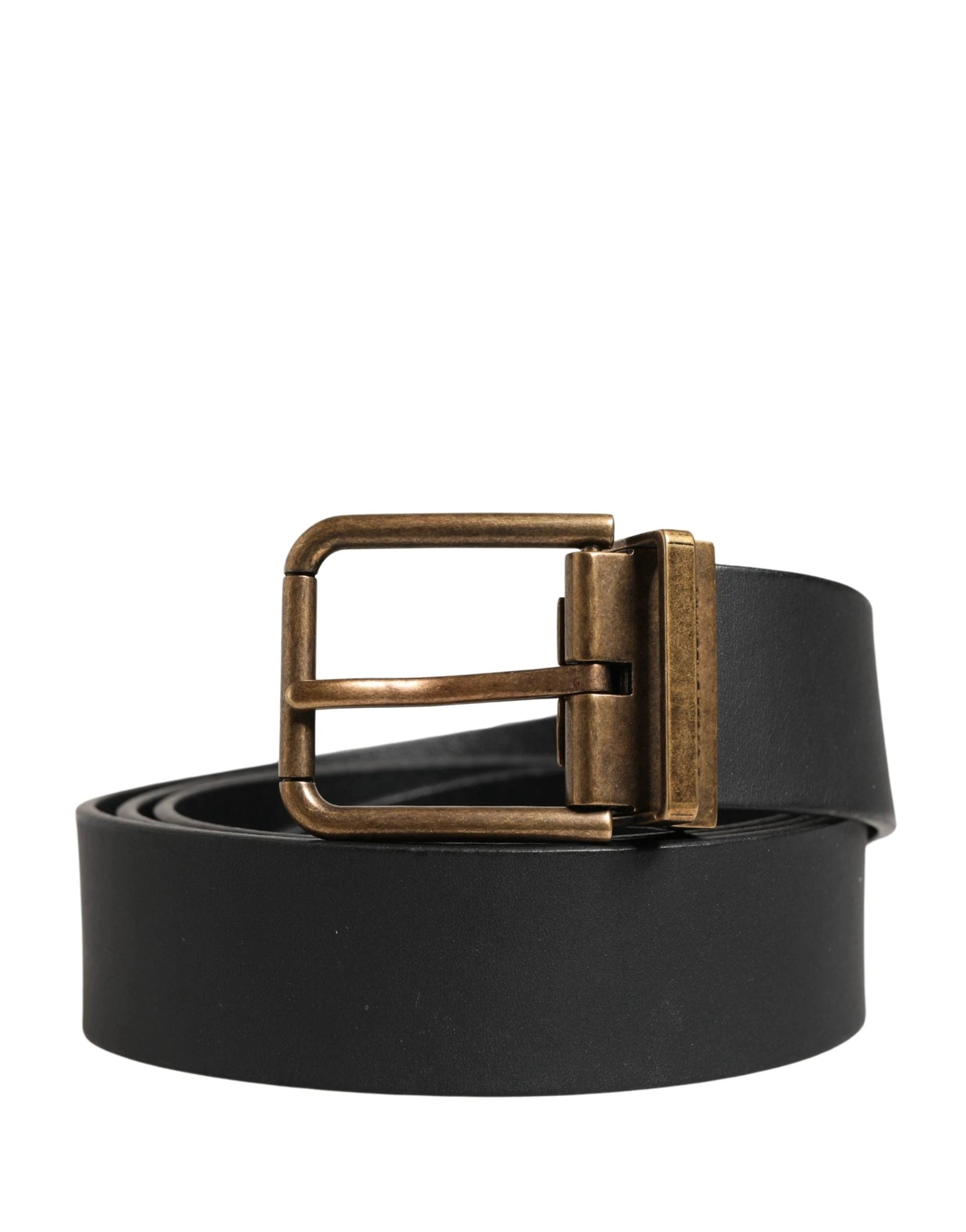 Dolce & Gabbana Men Black Classic Leather Metal Buckle Belt by Dolce & Gabbana
