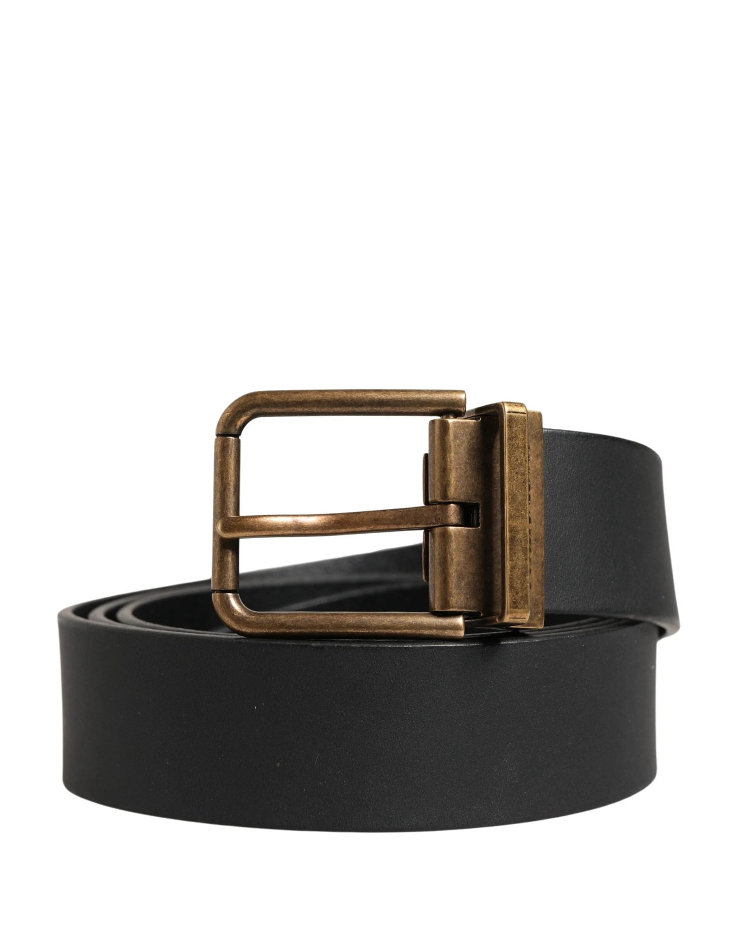 Dolce & Gabbana Men Black Classic Leather Metal Buckle Belt by Dolce & Gabbana