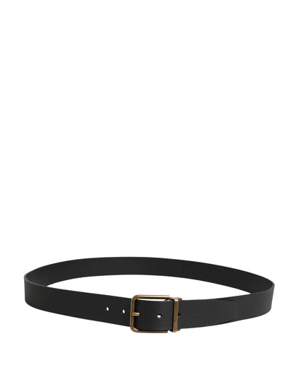 Dolce & Gabbana Men Black Classic Leather Metal Buckle Belt by Dolce & Gabbana