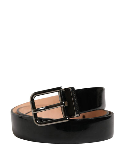 Dolce & Gabbana Men Black Classic Leather Metal Buckle Belt by Dolce & Gabbana