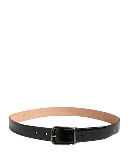 Dolce & Gabbana Men Black Classic Leather Metal Buckle Belt by Dolce & Gabbana