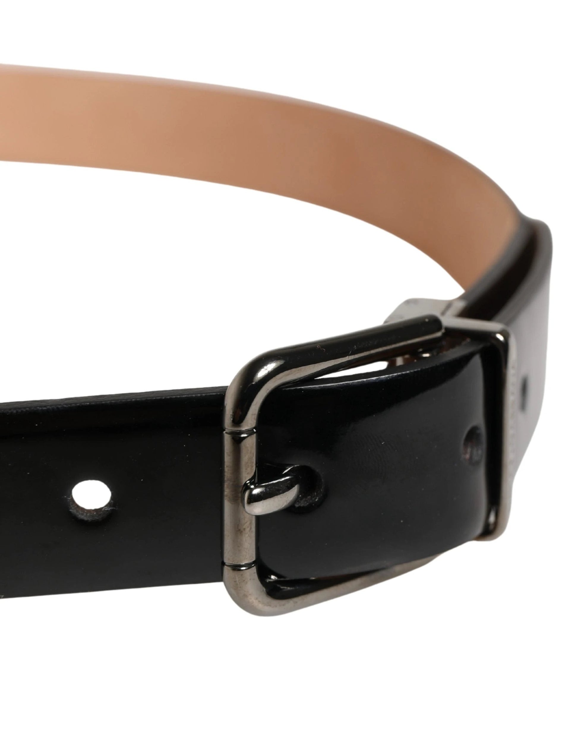 Dolce & Gabbana Men Black Classic Leather Metal Buckle Belt by Dolce & Gabbana