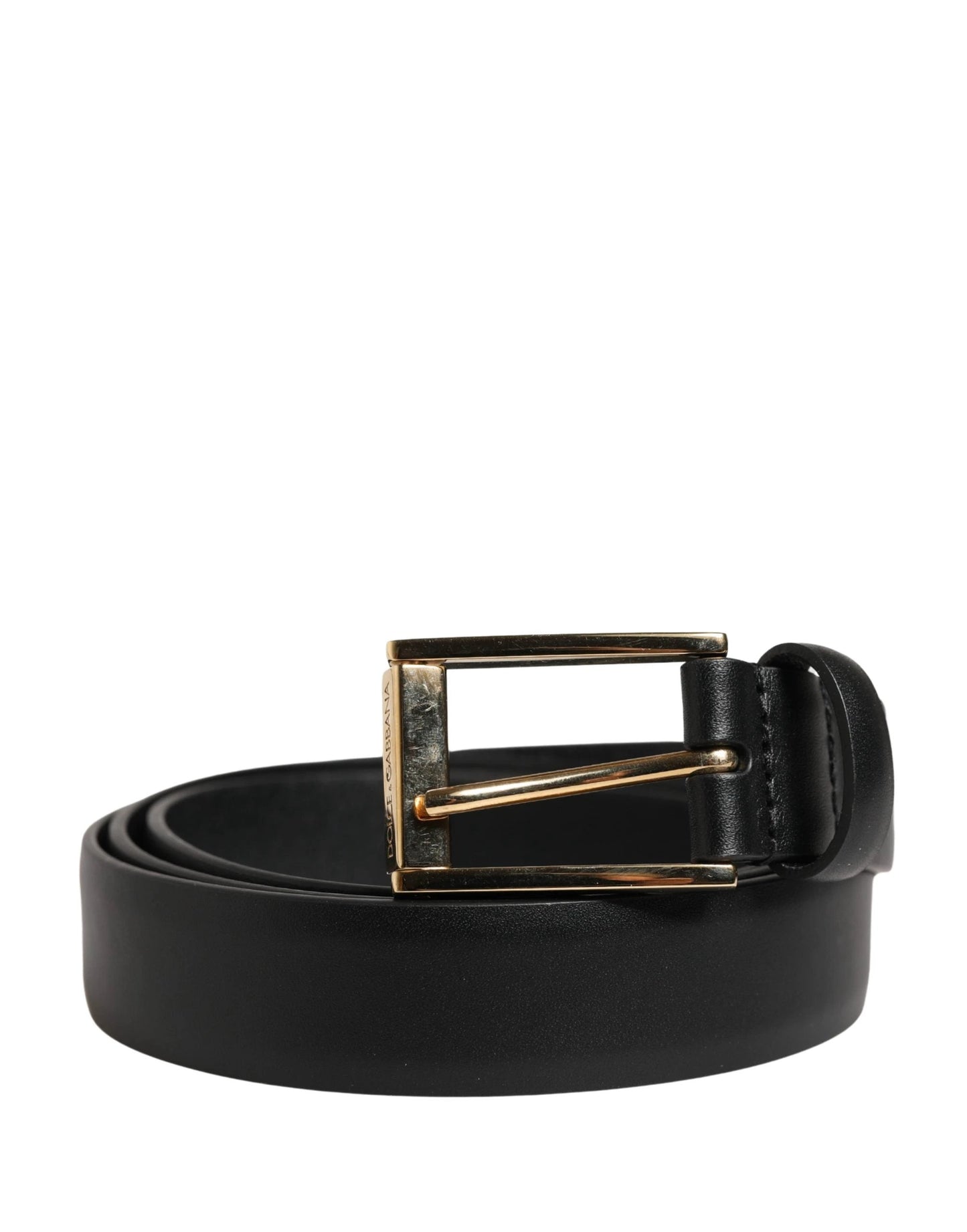 Dolce & Gabbana Men Black Classic Leather Metal Buckle Belt by Dolce & Gabbana