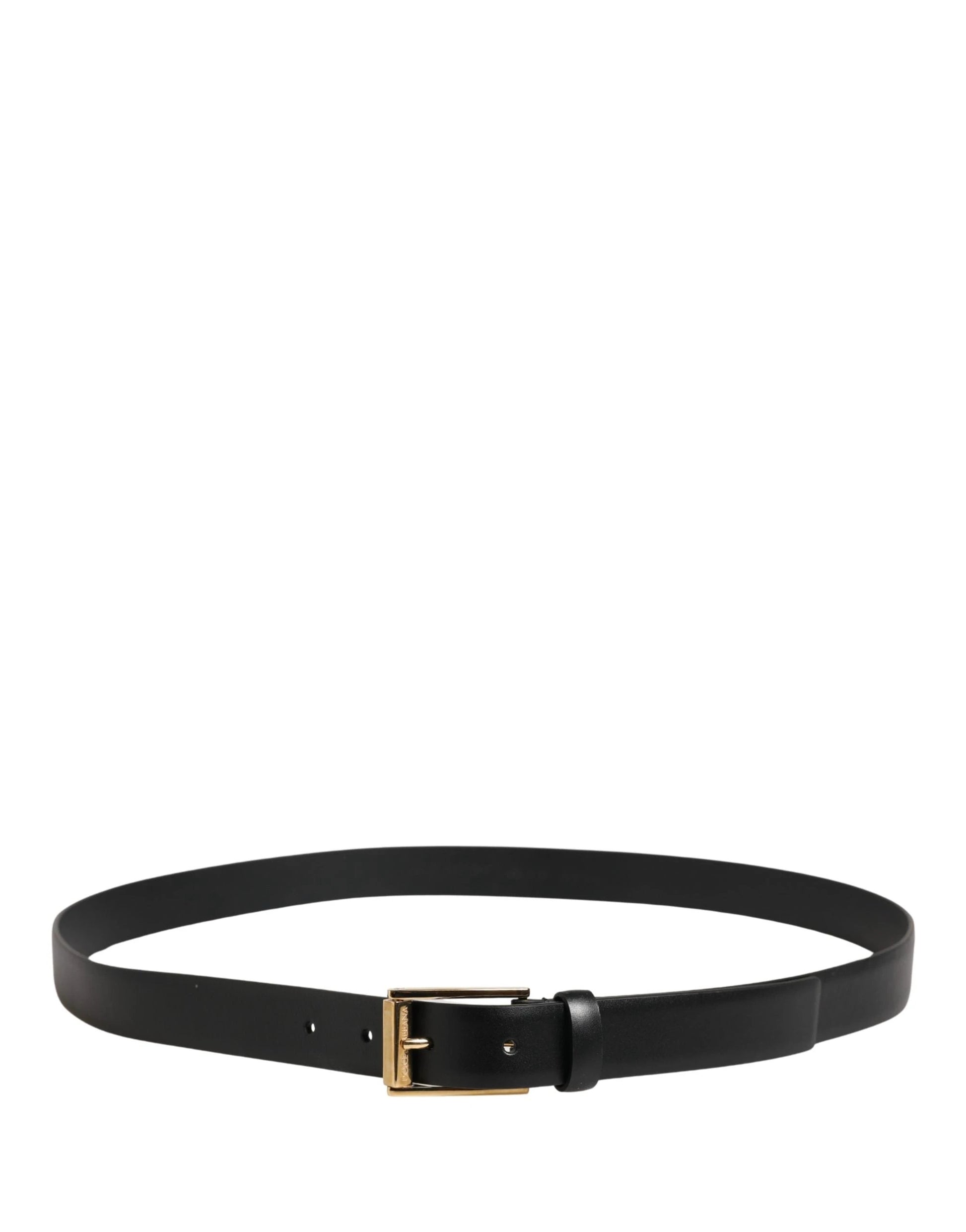 Dolce & Gabbana Men Black Classic Leather Metal Buckle Belt by Dolce & Gabbana