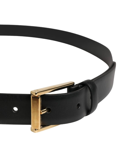Dolce & Gabbana Men Black Classic Leather Metal Buckle Belt by Dolce & Gabbana