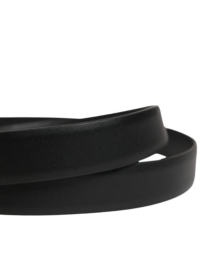 Dolce & Gabbana Men Black Classic Leather Metal Buckle Belt by Dolce & Gabbana