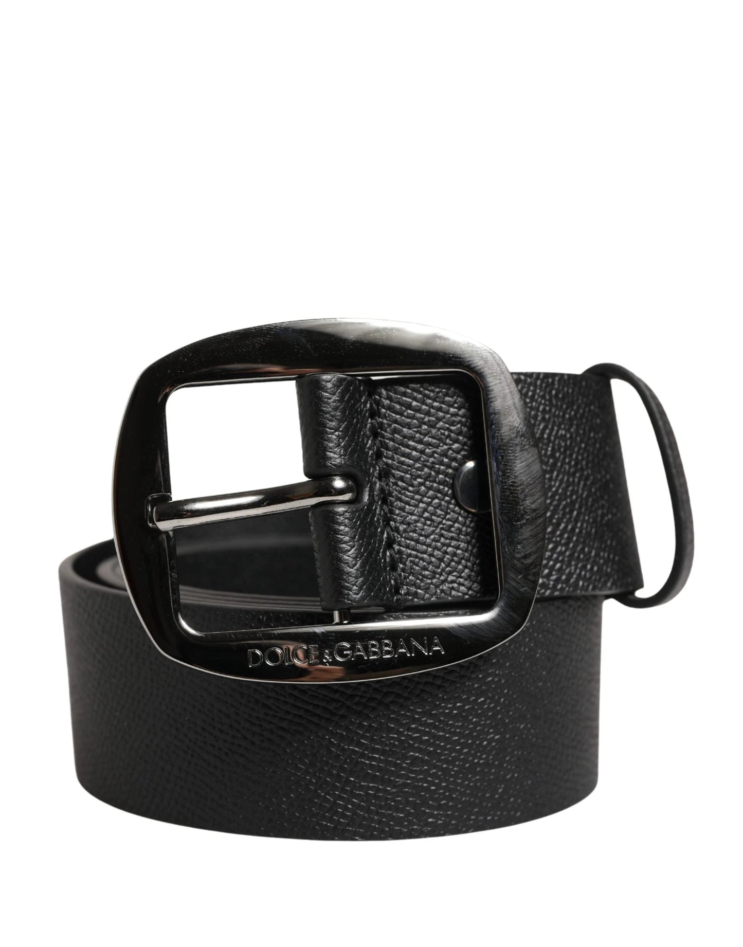 Dolce & Gabbana Men Black Classic Leather Metal Buckle Belt by Dolce & Gabbana