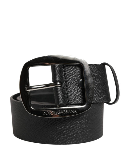 Dolce & Gabbana Men Black Classic Leather Metal Buckle Belt by Dolce & Gabbana