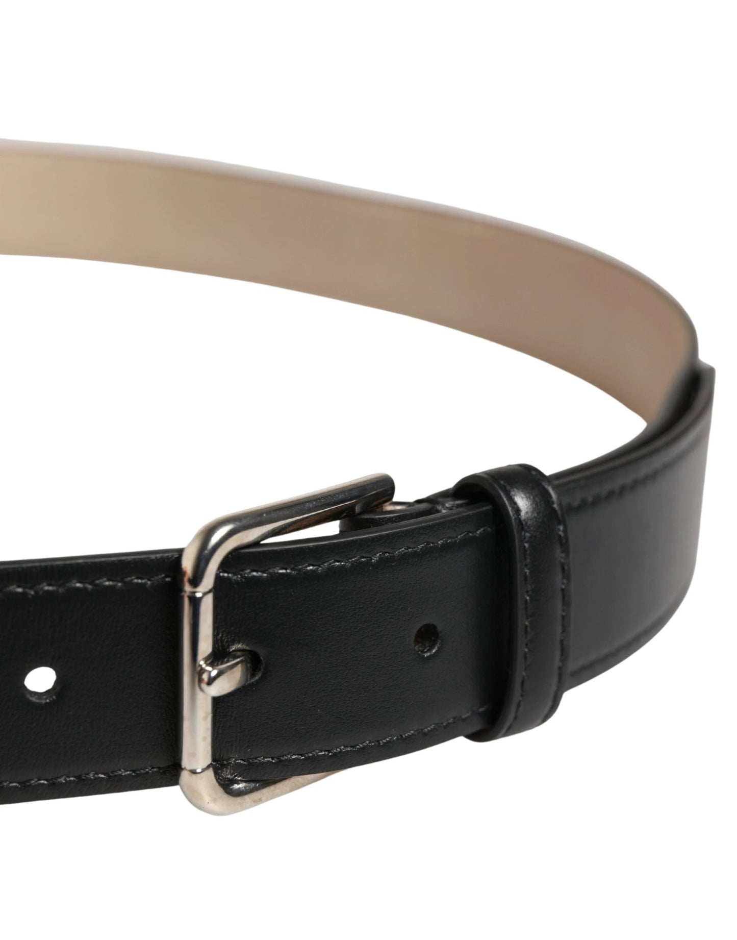 Dolce & Gabbana Men Beige Woven Leather Metal Buckle Belt by Dolce & Gabbana