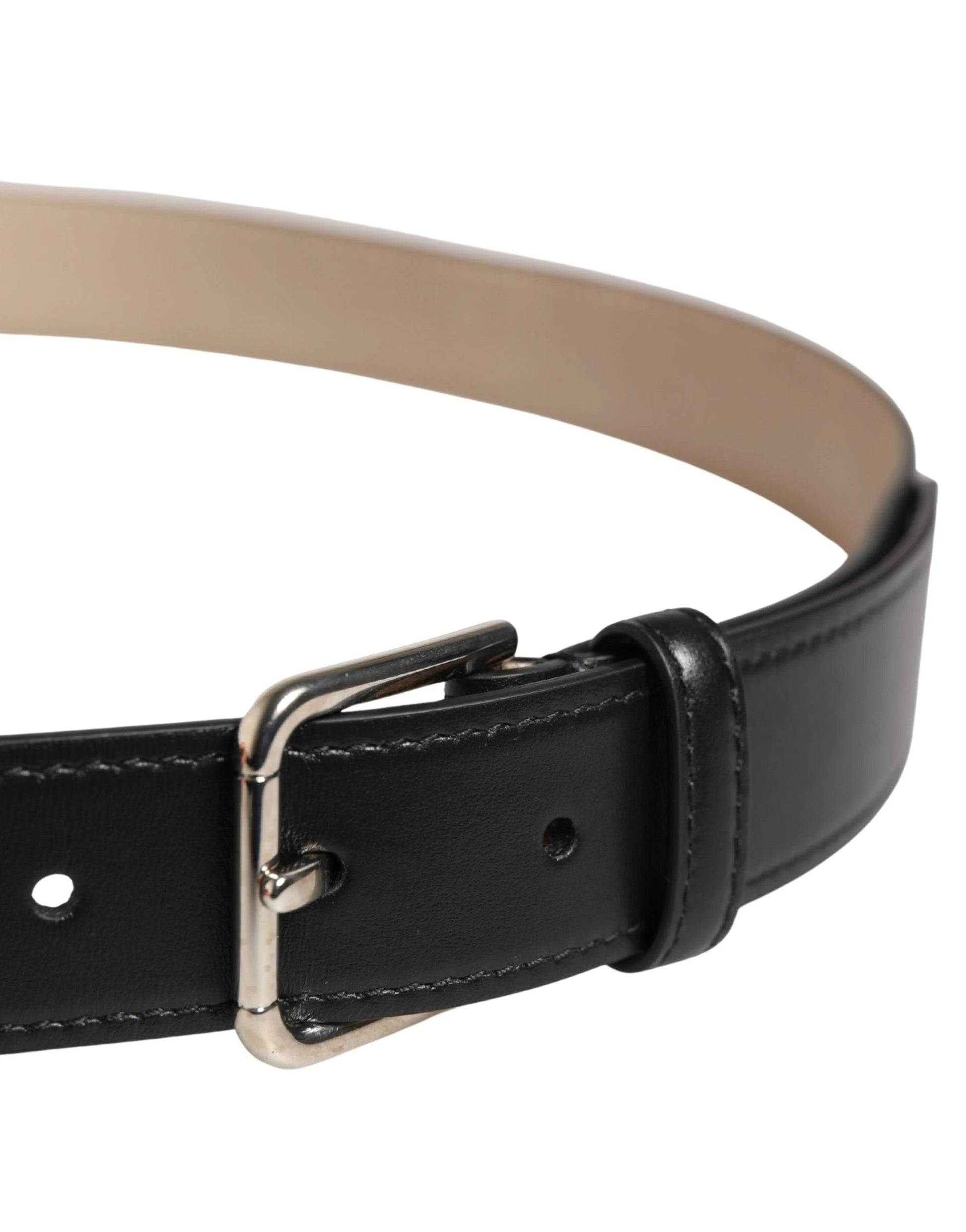 Dolce & Gabbana Men Beige Woven Leather Metal Buckle Belt by Dolce & Gabbana