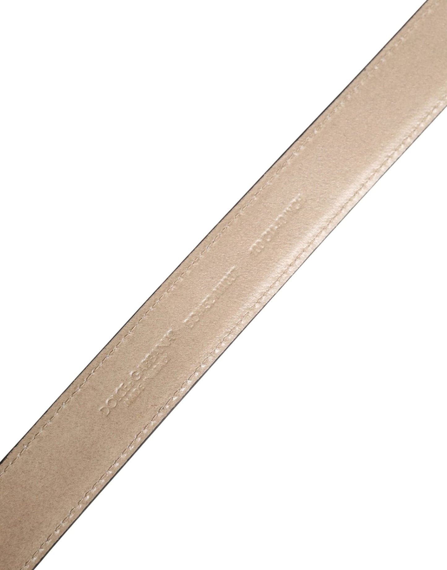 Dolce & Gabbana Men Beige Woven Leather Metal Buckle Belt by Dolce & Gabbana