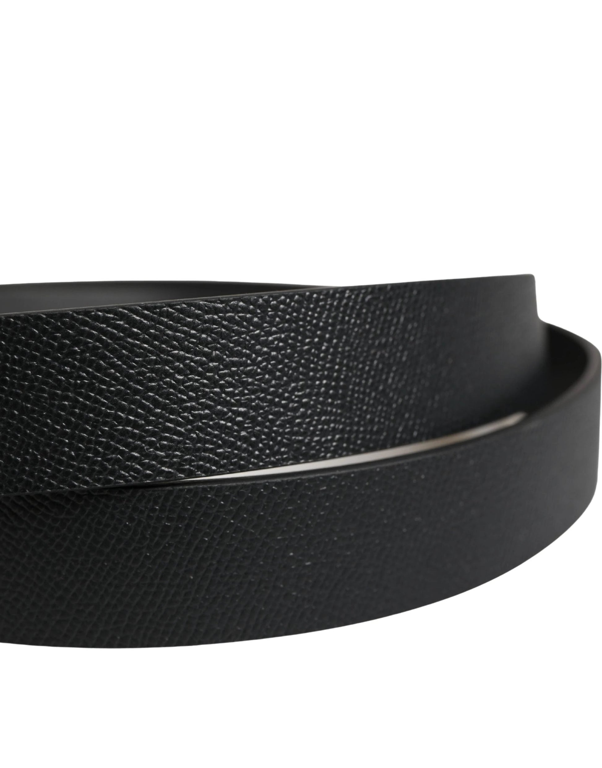 Dolce & Gabbana Men Black Calfskin Leather Square Buckle Belt by Dolce & Gabbana