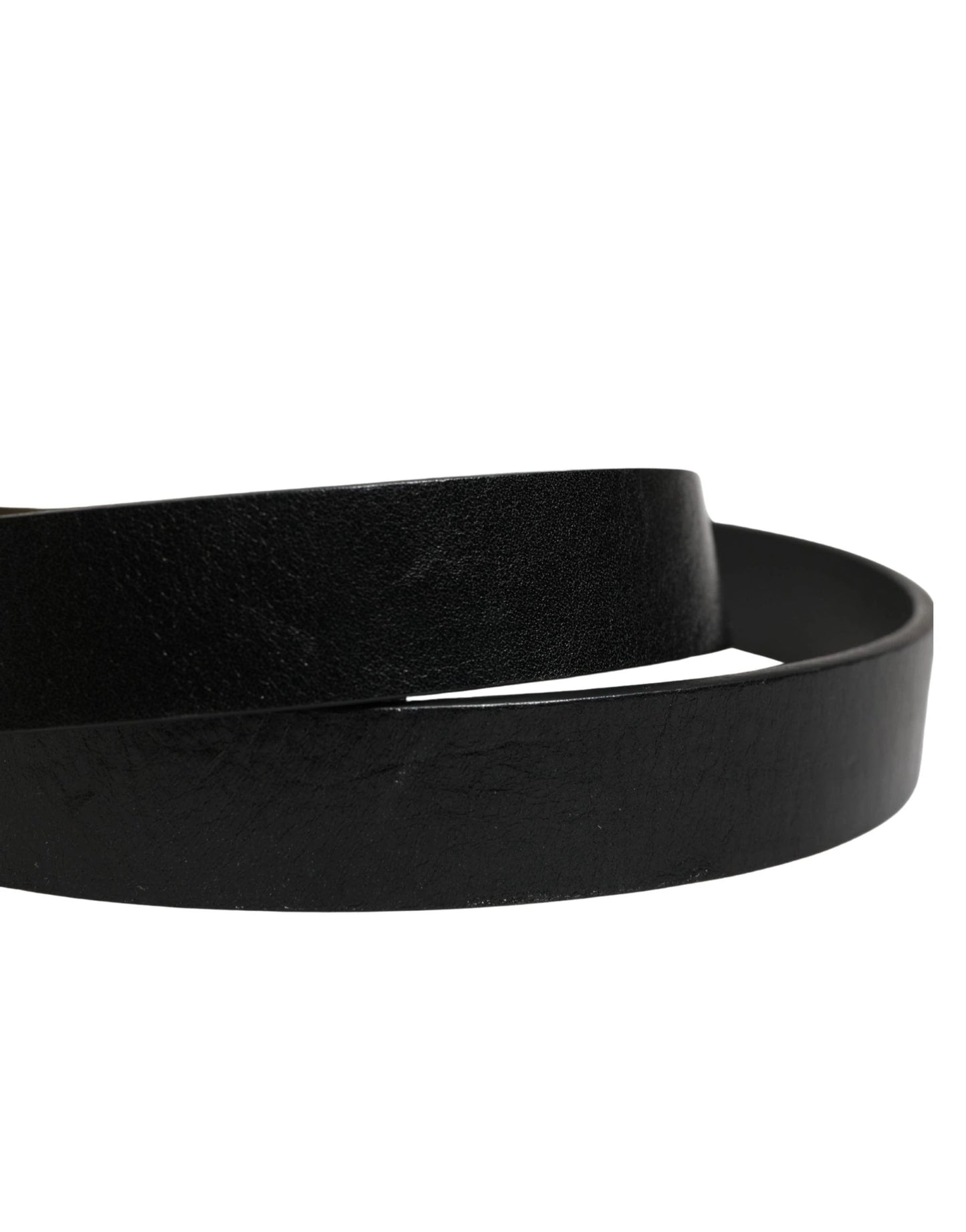 Dolce & Gabbana Men Black Classic Leather Logo Buckle Belt by Dolce & Gabbana