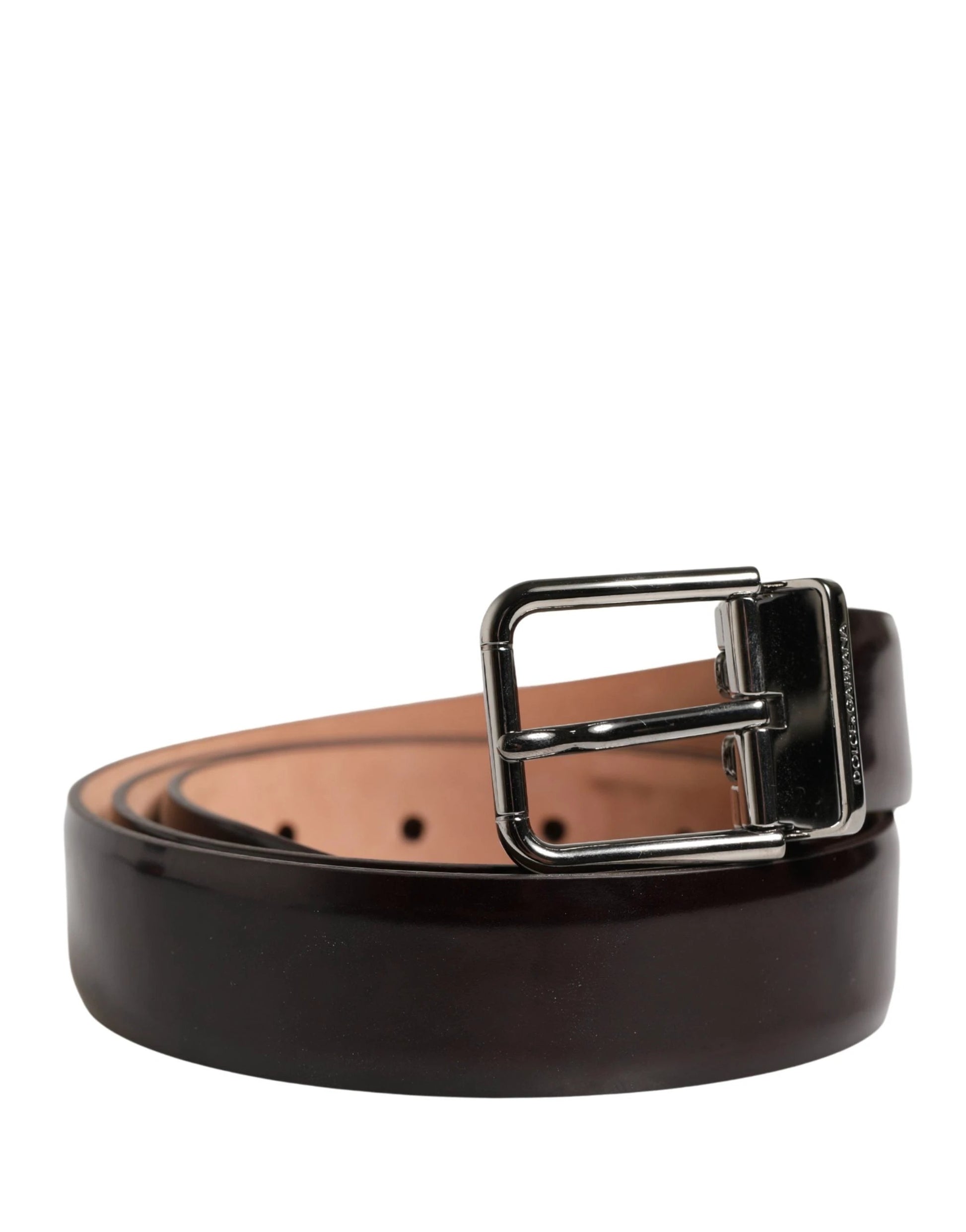 Dolce & Gabbana Men Black Calfskin Leather Metal Buckle Belt by Dolce & Gabbana