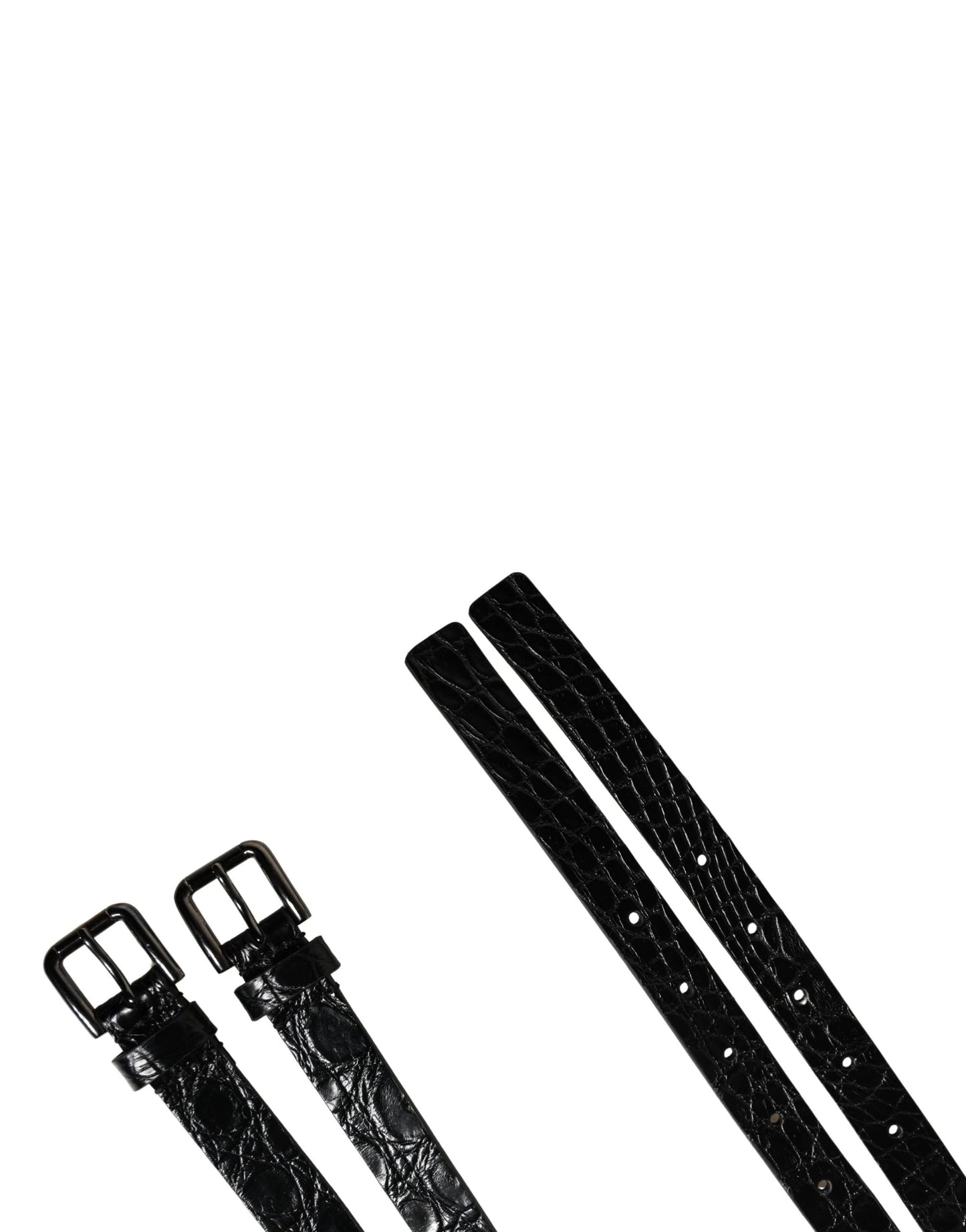 Dolce & Gabbana Black Double Strap Leather Silver Buckle Belt by Dolce & Gabbana