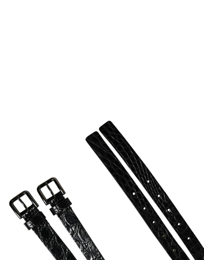 Dolce & Gabbana Black Double Strap Leather Silver Buckle Belt by Dolce & Gabbana