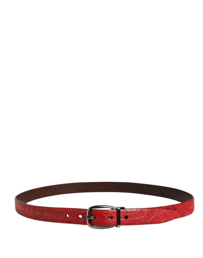 Dolce & Gabbana Men Red Exotic Leather Metal Buckle Belt by Dolce & Gabbana