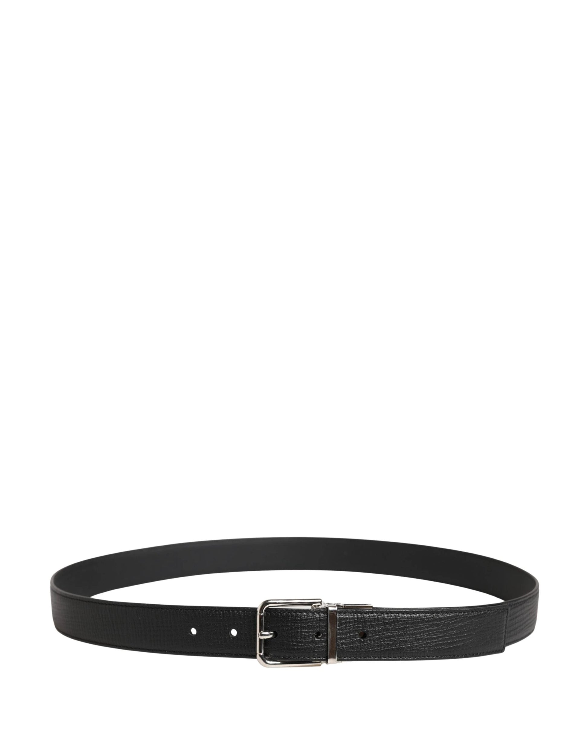 Dolce & Gabbana Men Black Classic Leather Metal Buckle Belt by Dolce & Gabbana