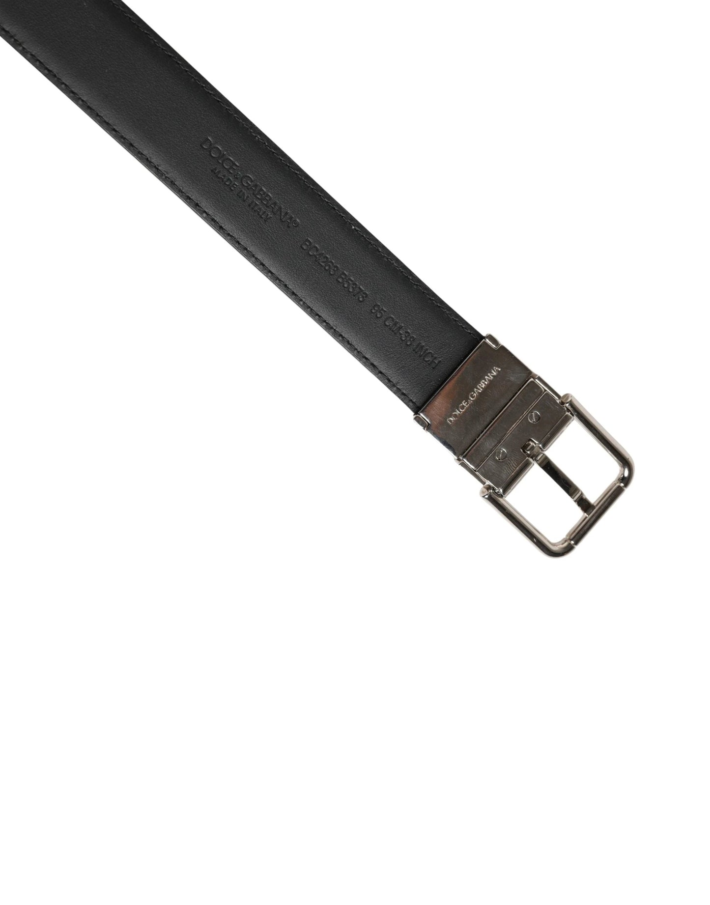Dolce & Gabbana Men Black Classic Leather Metal Buckle Belt by Dolce & Gabbana
