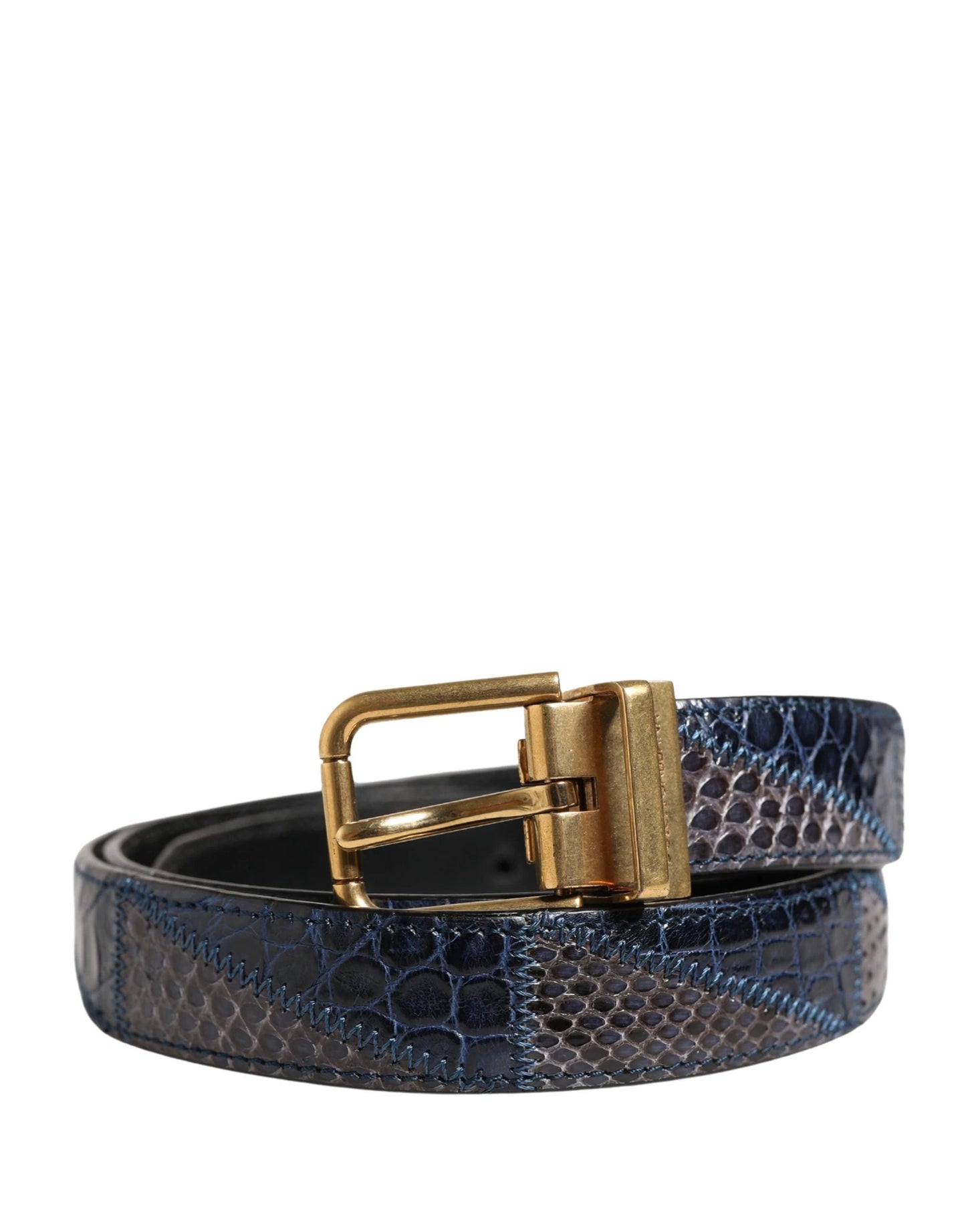 Dolce & Gabbana Men Multicolor Leather Metal Buckle Belt by Dolce & Gabbana