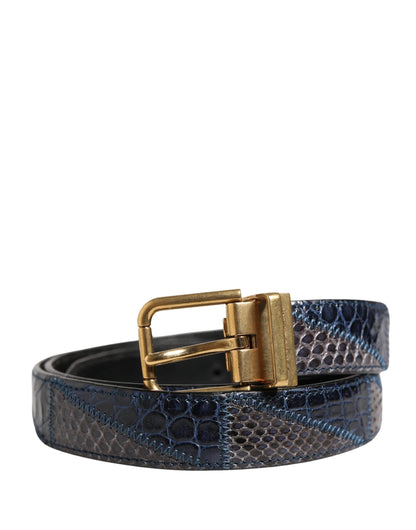 Dolce & Gabbana Men Multicolor Leather Metal Buckle Belt by Dolce & Gabbana