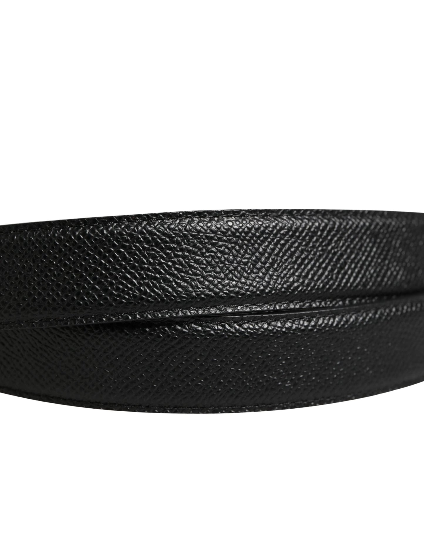Dolce & Gabbana Men Black Calf Leather Logo Metal Buckle Belt by Dolce & Gabbana