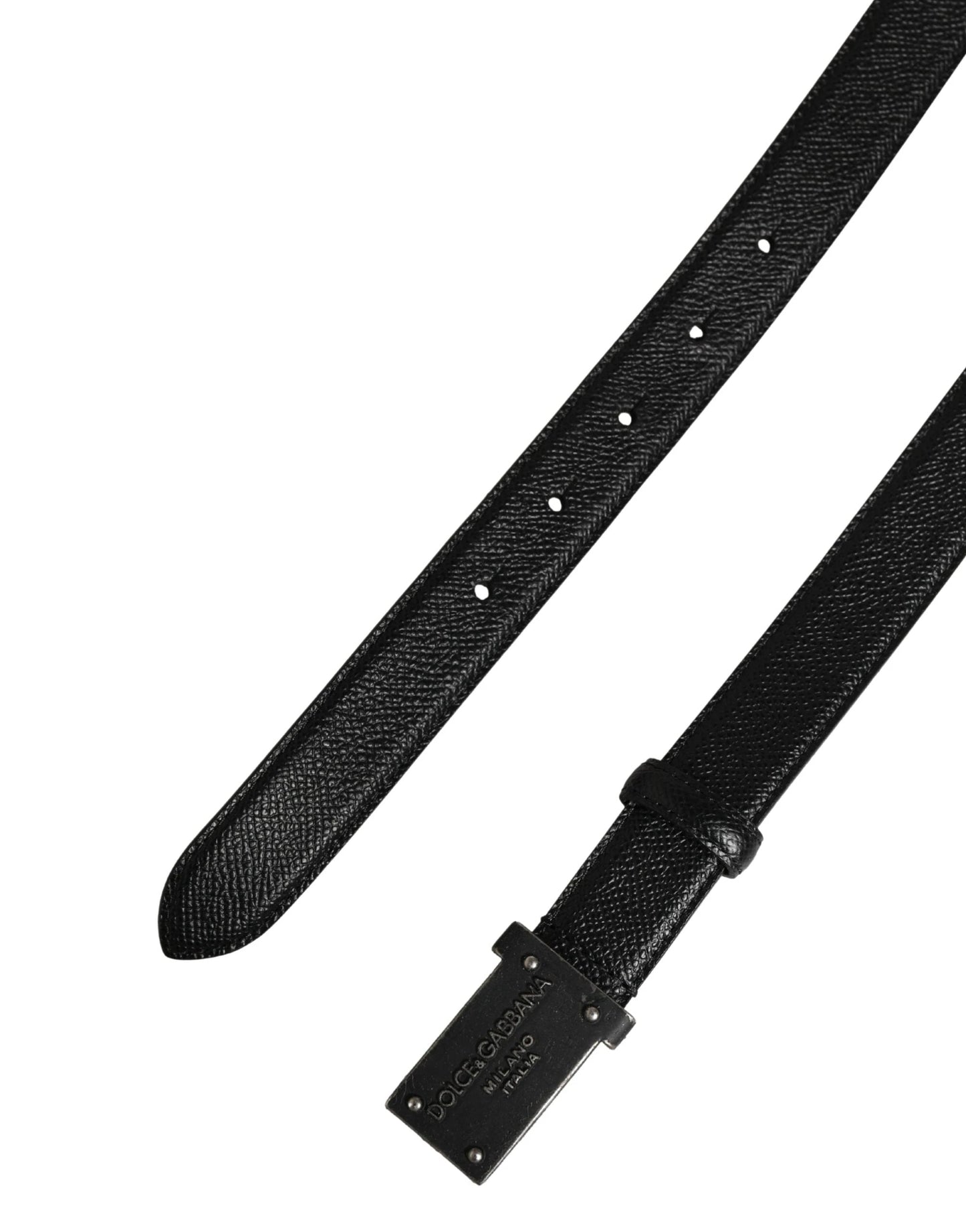 Dolce & Gabbana Men Black Calf Leather Logo Metal Buckle Belt by Dolce & Gabbana