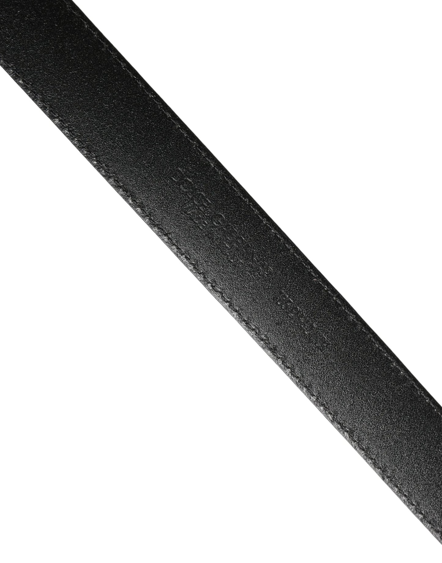 Dolce & Gabbana Men Black Calf Leather Logo Metal Buckle Belt by Dolce & Gabbana