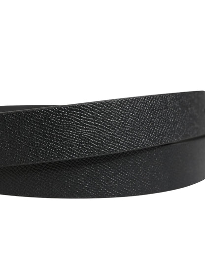 Dolce & Gabbana Men Black Classic Leather Logo Buckle Belt by Dolce & Gabbana