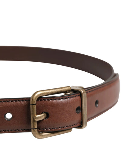 Dolce & Gabbana Men Brown Classic Leather Metal Buckle Belt by Dolce & Gabbana