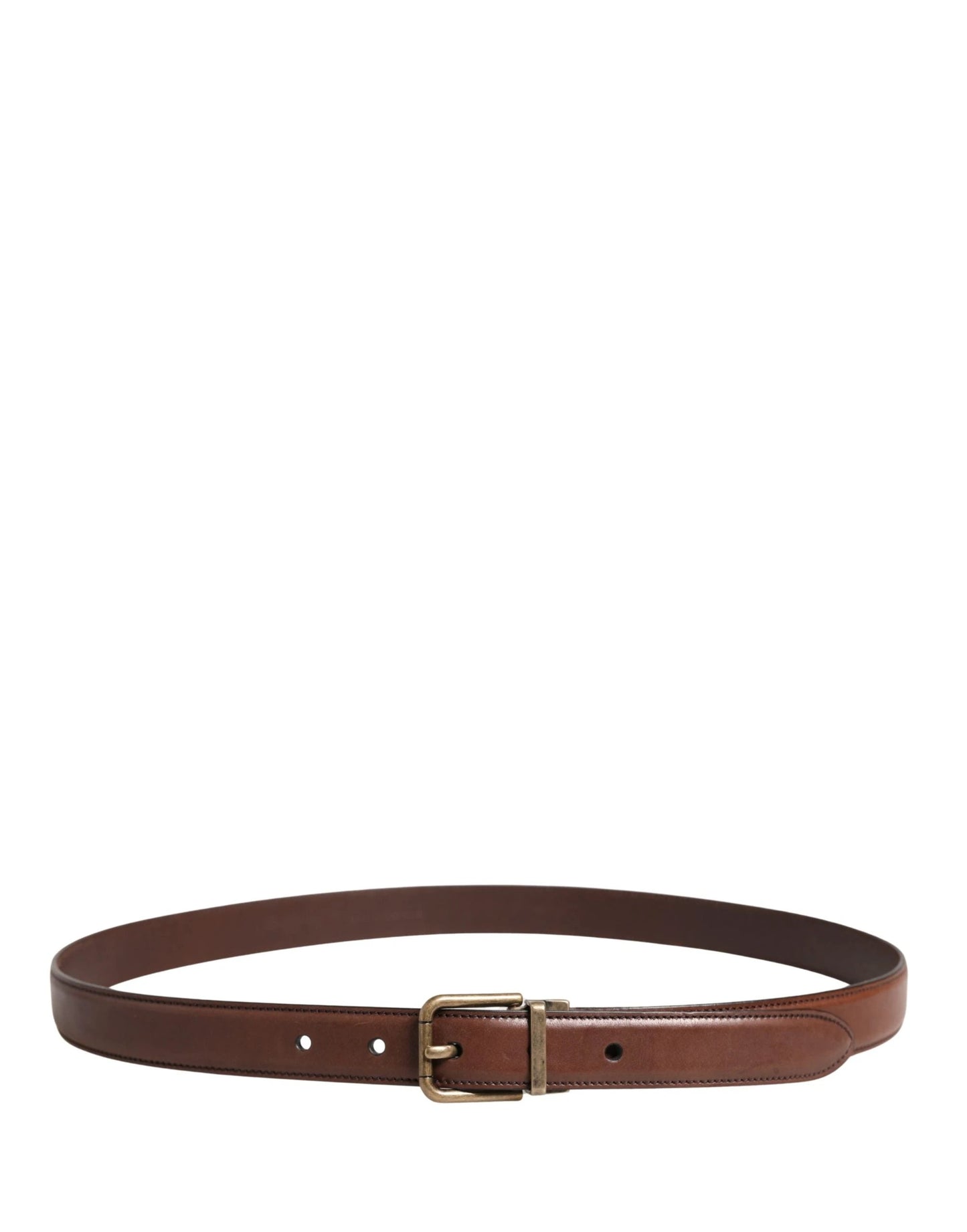 Dolce & Gabbana Men Brown Classic Leather Metal Buckle Belt by Dolce & Gabbana