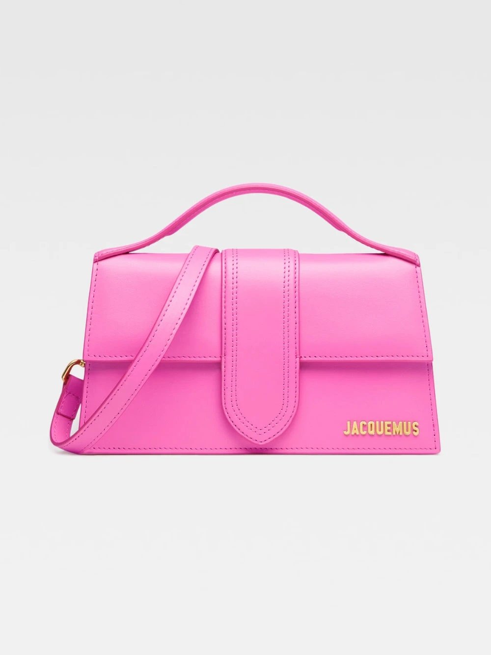 Jacquemus Neon Pink Leather Le Grand Bambino Handbag by Jacquemus