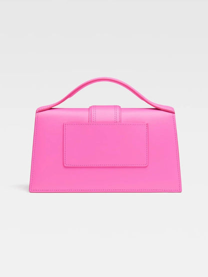 Jacquemus Neon Pink Leather Le Grand Bambino Handbag by Jacquemus