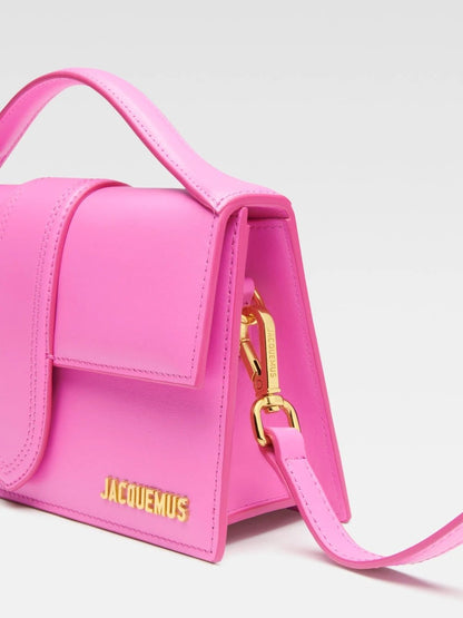 Jacquemus Neon Pink Leather Le Grand Bambino Handbag by Jacquemus