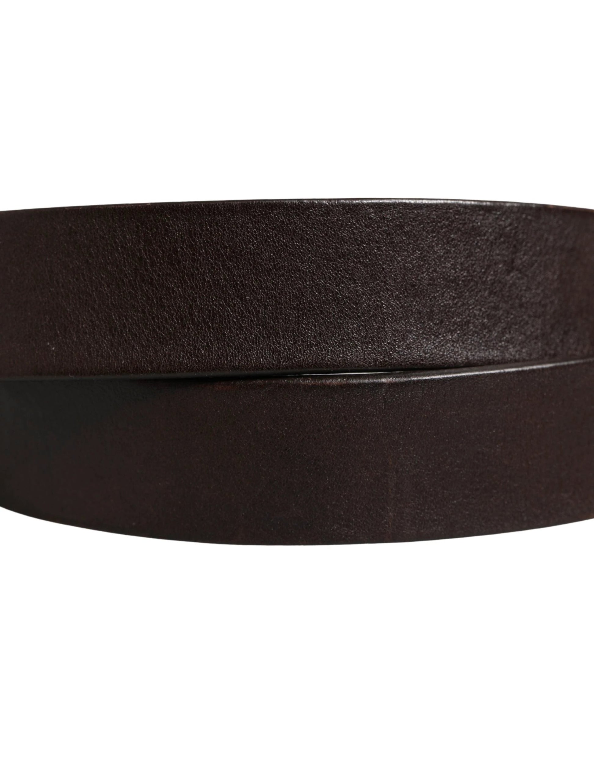 Dolce & Gabbana Men Brown Calf Leather Logo Metal Buckle Belt by Dolce & Gabbana