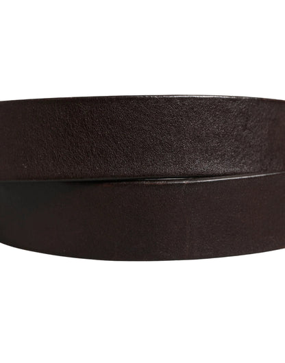 Dolce & Gabbana Men Brown Calf Leather Logo Metal Buckle Belt by Dolce & Gabbana