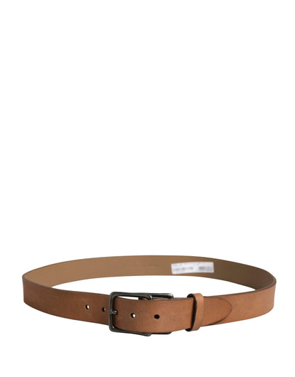 Dolce & Gabbana Men Brown Leather Classic Metal Buckle Belt by Dolce & Gabbana