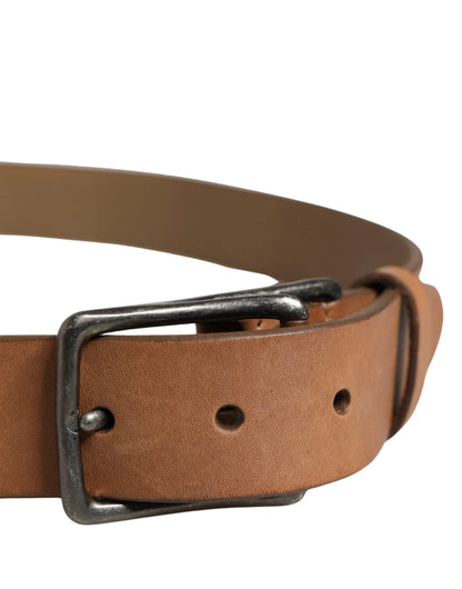 Dolce & Gabbana Men Brown Leather Classic Metal Buckle Belt by Dolce & Gabbana