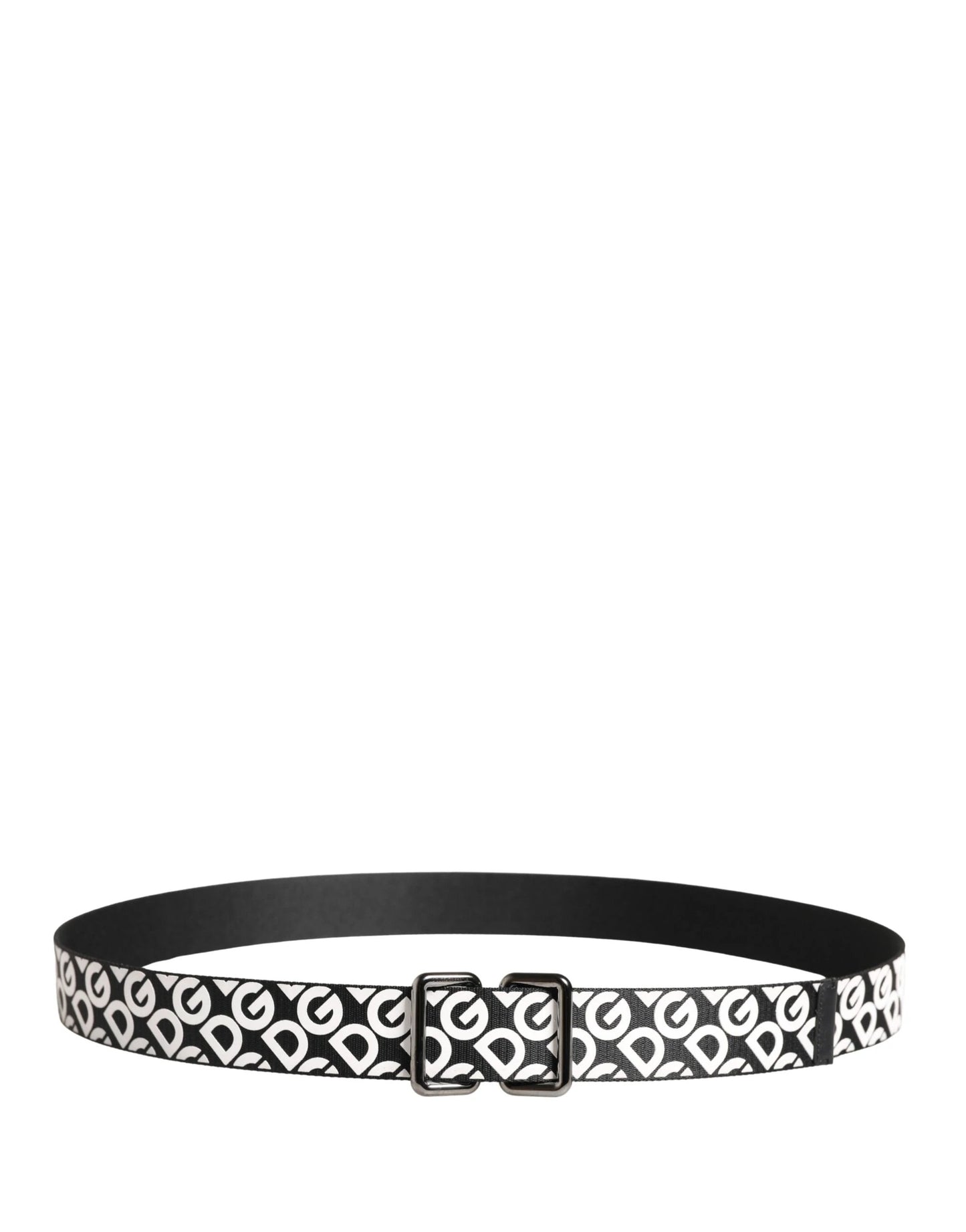 Dolce & Gabbana White Black Logo Leather Metal Buckle Belt by Dolce & Gabbana