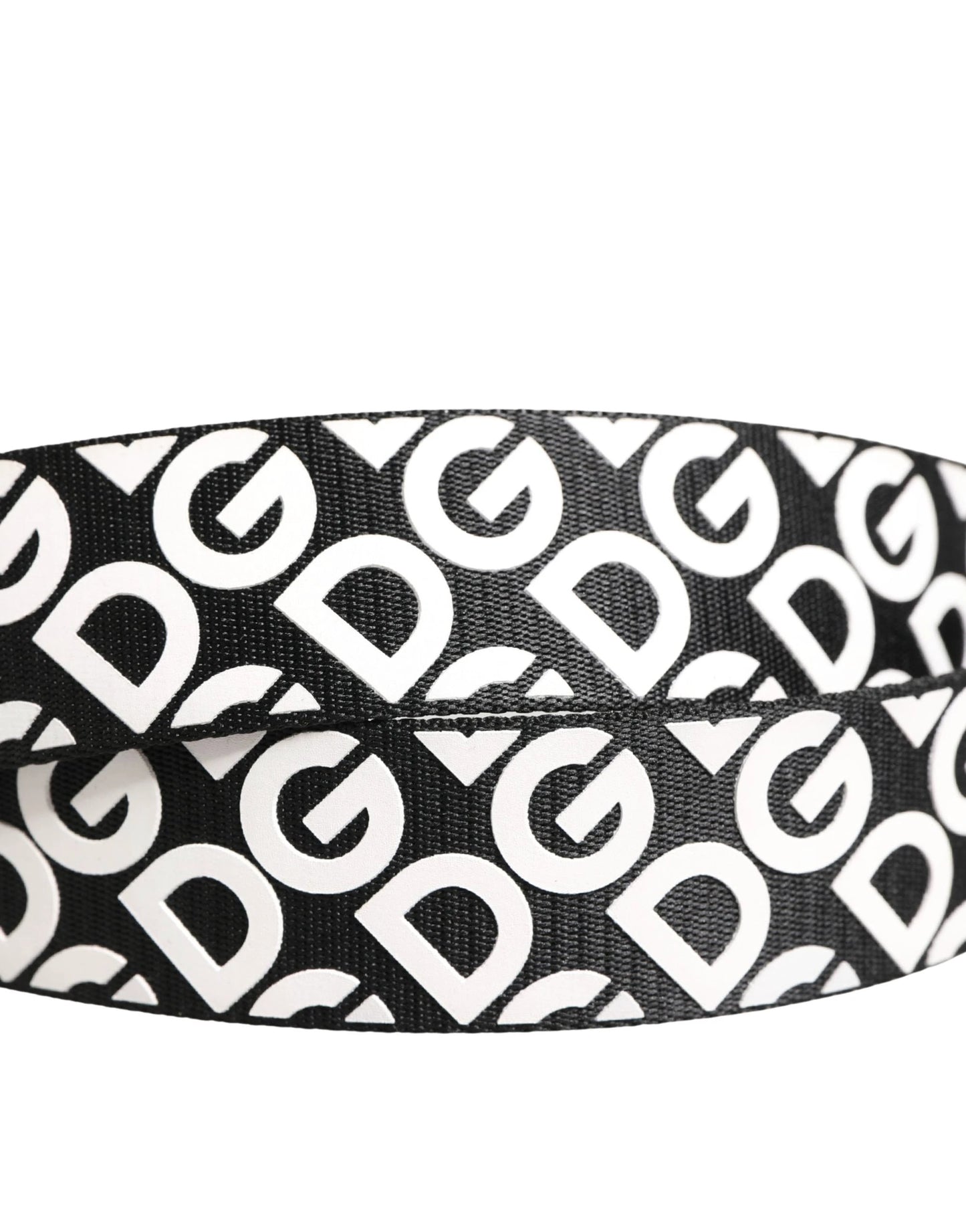 Dolce & Gabbana White Black Logo Leather Metal Buckle Belt by Dolce & Gabbana