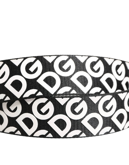 Dolce & Gabbana White Black Logo Leather Metal Buckle Belt by Dolce & Gabbana
