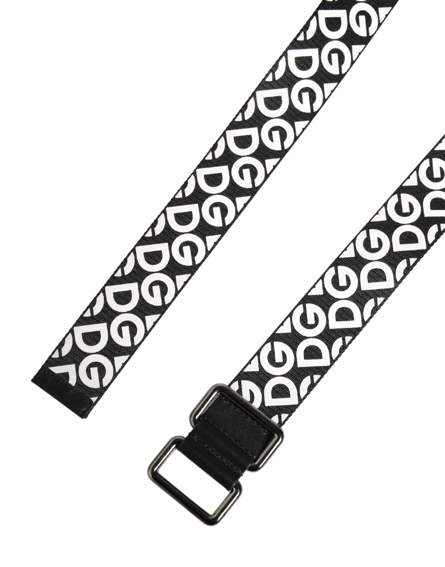 Dolce & Gabbana White Black Logo Leather Metal Buckle Belt by Dolce & Gabbana