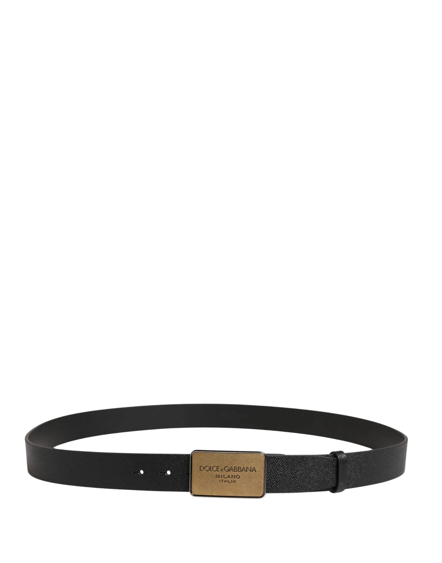 Dolce & Gabbana Black Classic Leather Logo Metal Buckle Belt by Dolce & Gabbana