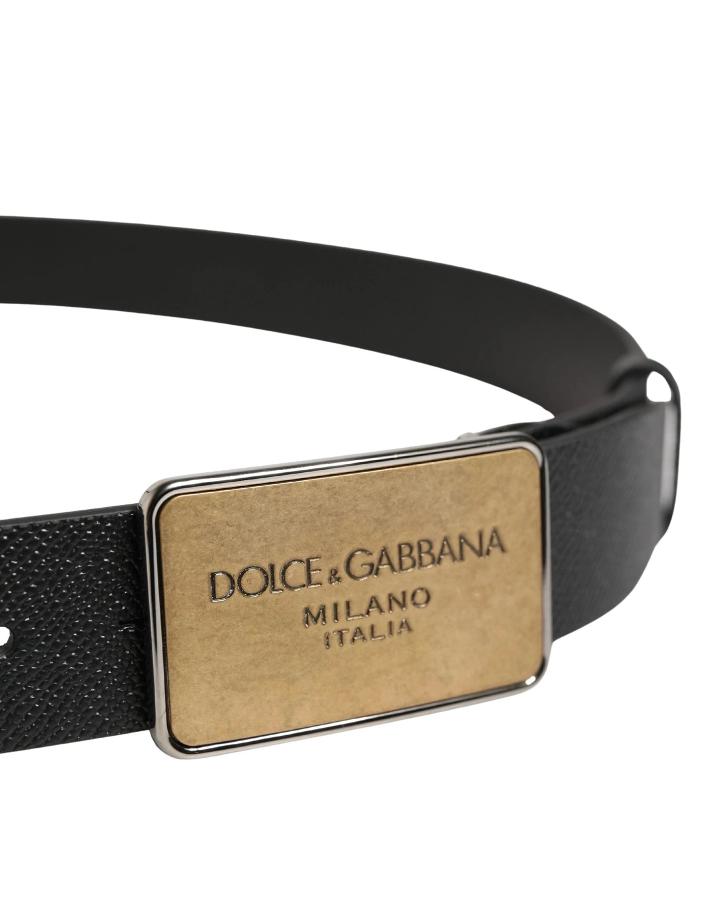 Dolce & Gabbana Black Classic Leather Logo Metal Buckle Belt by Dolce & Gabbana
