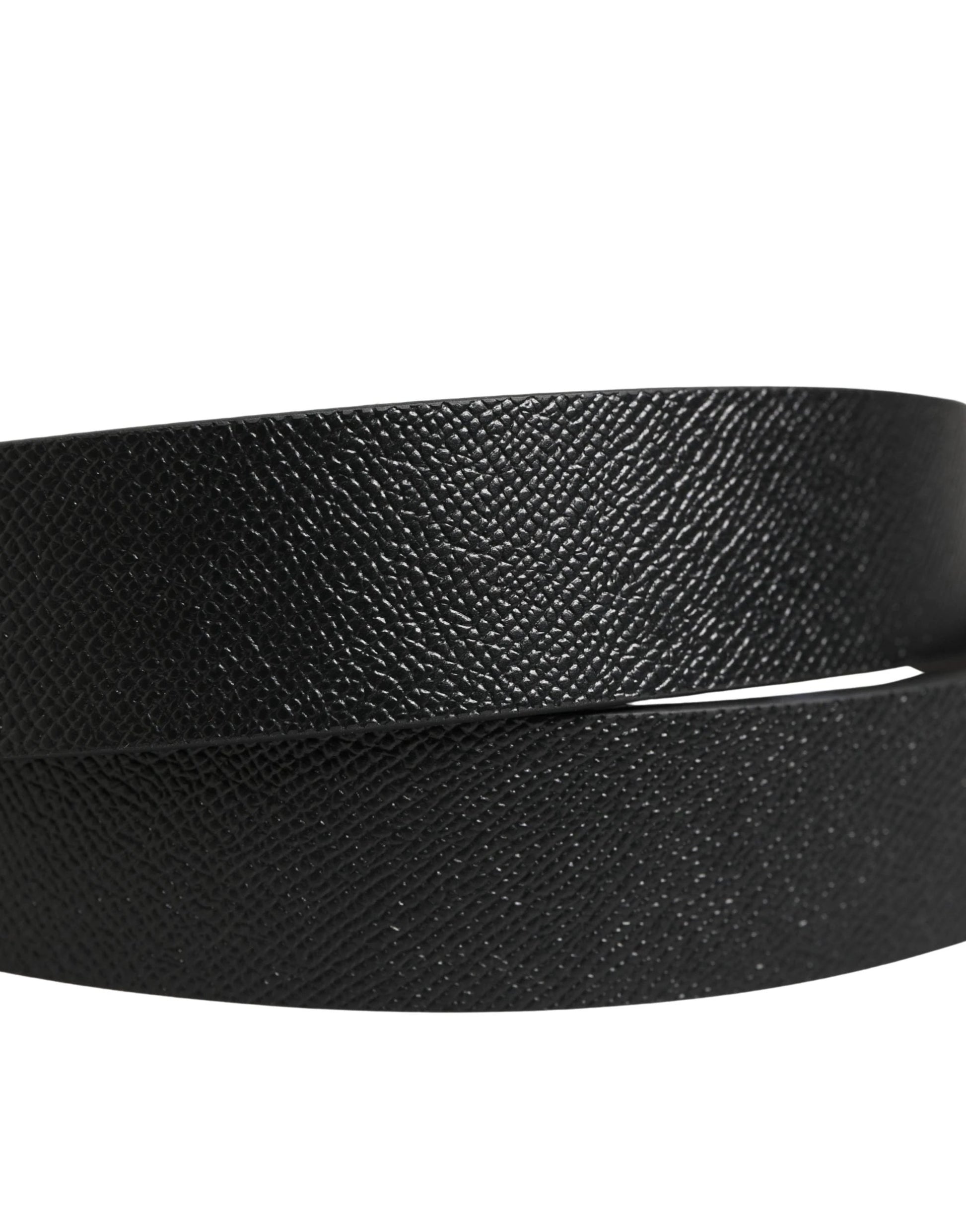 Dolce & Gabbana Black Classic Leather Logo Metal Buckle Belt by Dolce & Gabbana