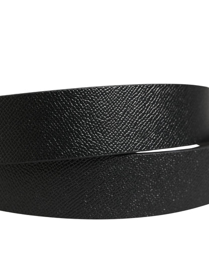 Dolce & Gabbana Black Classic Leather Logo Metal Buckle Belt by Dolce & Gabbana