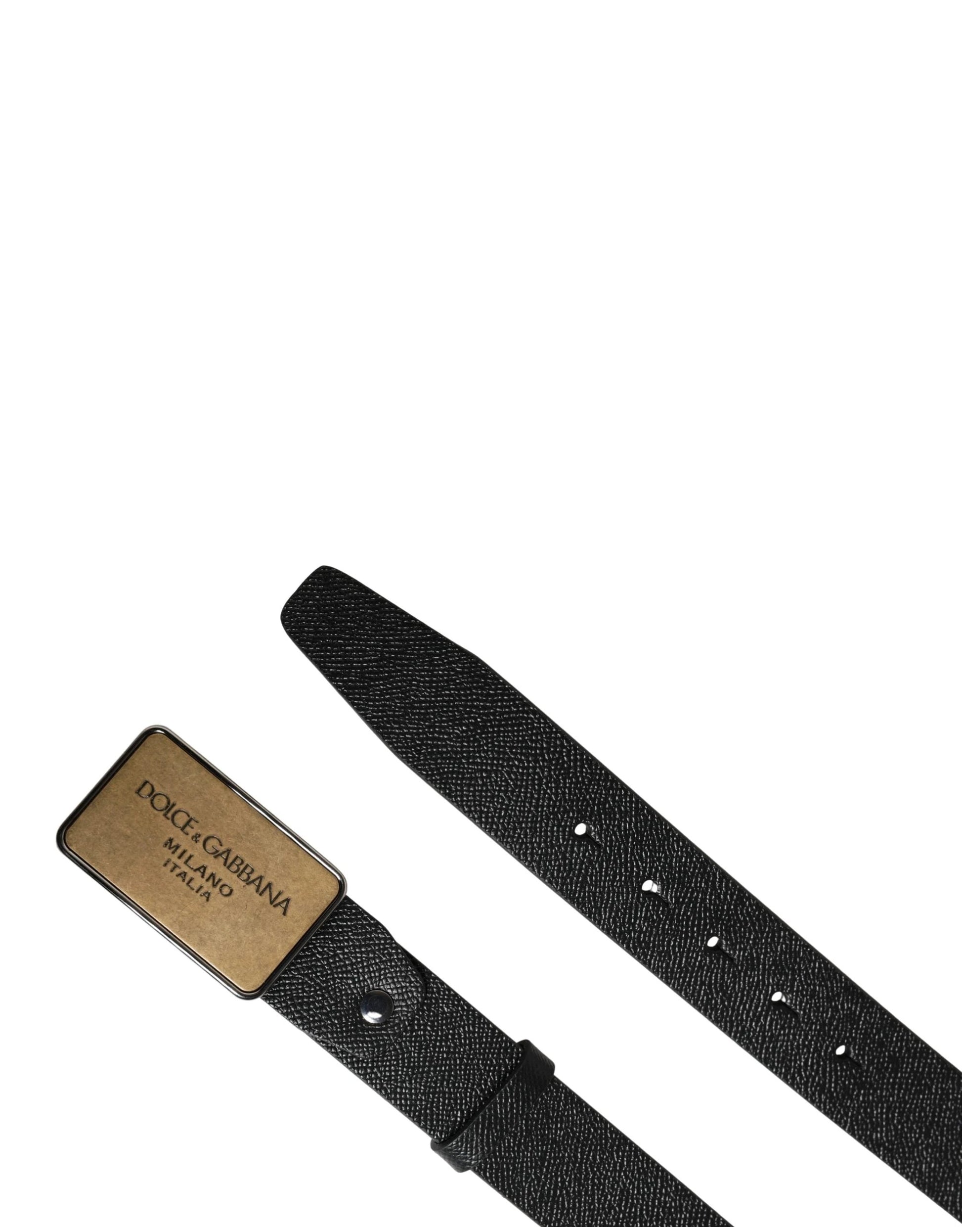 Dolce & Gabbana Black Classic Leather Logo Metal Buckle Belt by Dolce & Gabbana