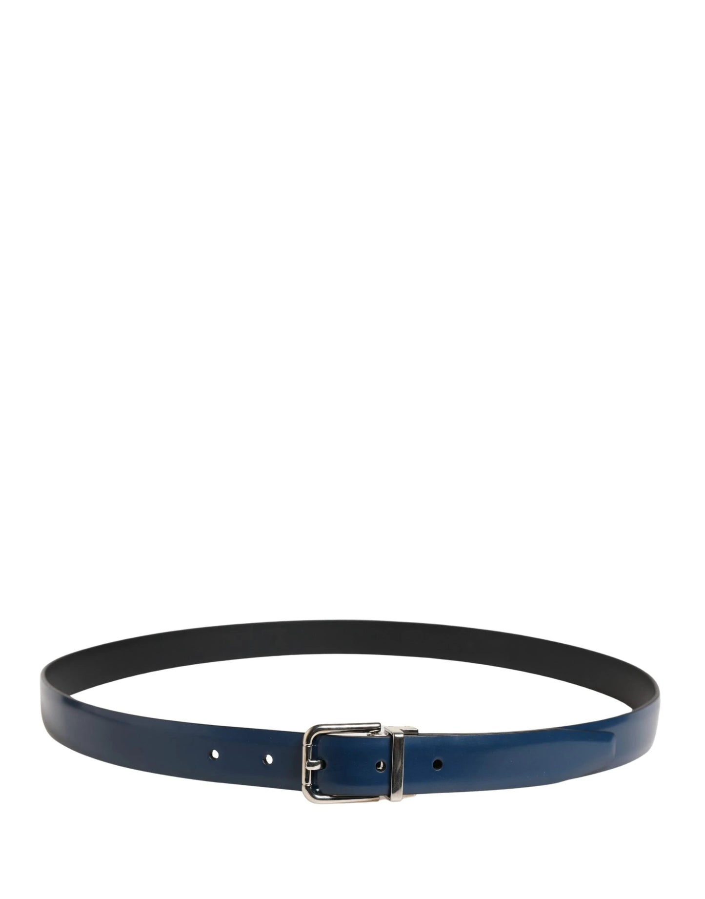 Dolce & Gabbana Men Blue Classic Leather Metal Buckle Belt by Dolce & Gabbana