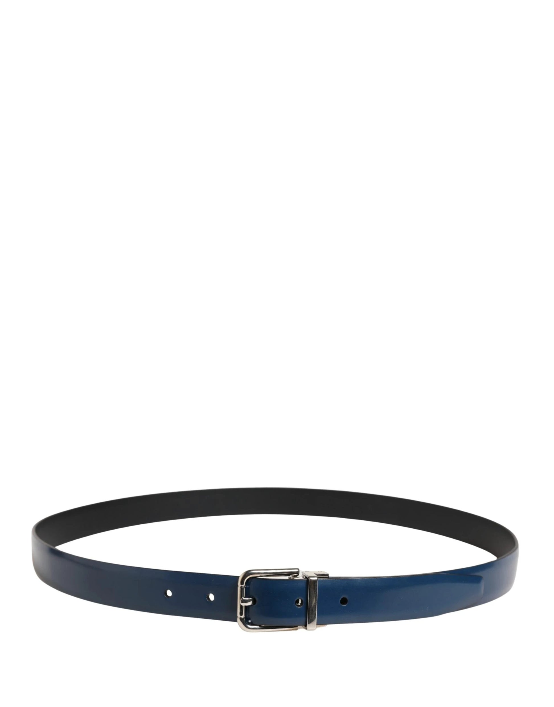 Dolce & Gabbana Men Blue Classic Leather Metal Buckle Belt by Dolce & Gabbana